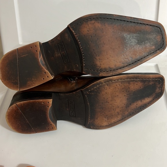 Aldo Men’s Brown Leather Ankle Zip Casual Boot Sz 10 - Picture 4 of 6